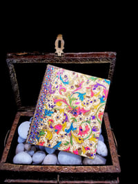 Image 1 of Florentine Hand Painted Flowers Handmade Artisan Paper Holographic Rhinestoned Magnetic Double Si...
