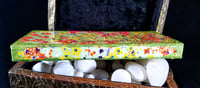 Image 6 of Japanese Flowers Shrine Rhinestoned and Green Holo Glittered Handmade Paper Gold and Purple Foil ...