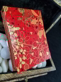 Image 1 of Red Abstract Shrine Red and Gold Goddess Holo Glitter Rhinestoned Gold Foiled Florentine Paper Do...