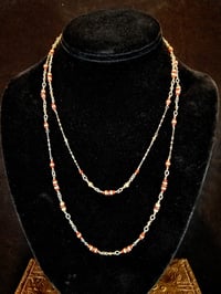 Image 1 of Orange Flame Swarovski and Sterling Silver Delicate Handmade Opera Length Extra Long Necklace