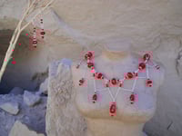 Image 5 of Sterling Silver and Blood Ruby Red Swarovski Three Strand Victorian Fantasy Cosplay Steampunk Got...