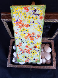 Image 7 of Japanese Flowers Shrine Rhinestoned and Green Holo Glittered Handmade Paper Gold and Purple Foil ...