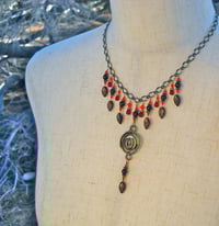 Image 2 of Fire Goddess Bronze Sun Spiral Red Vintage Crystal Red Siam Swarovski Tribal Steampunk Cosplay Da...