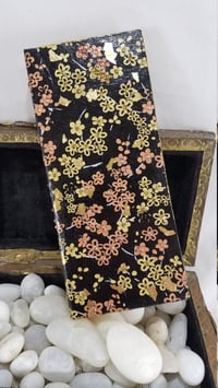 Image 1 of Black Paper Gold and Copper Japanese Flowers Gold Foil Rhinestoned Self Care Shrine Handmade Magn...