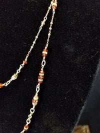 Image 2 of Orange Flame Swarovski and Sterling Silver Delicate Handmade Opera Length Extra Long Necklace