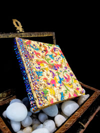 Image 3 of Florentine Hand Painted Flowers Handmade Artisan Paper Holographic Rhinestoned Magnetic Double Si...
