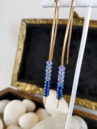Image 2 of Smash It Pretty Reach For the Sky Two Blue Super Long Elf Ear Handmade Gauged Bronze Wire Hook Ea...