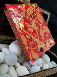 Image 3 of Red Abstract Shrine Red and Gold Goddess Holo Glitter Rhinestoned Gold Foiled Florentine Paper Do...