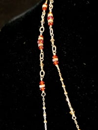 Image 3 of Orange Flame Swarovski and Sterling Silver Delicate Handmade Opera Length Extra Long Necklace