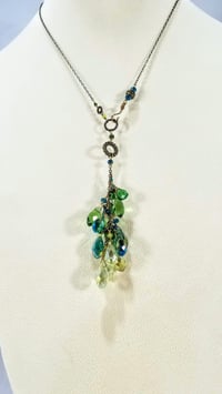 Image 1 of Spring Cascade of Green and Gold Crystal Elegant Vintage Look Victorian Fantasy Style Delicate Ch...