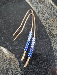 Image 3 of Smash It Pretty Reach For the Sky Two Blue Super Long Elf Ear Handmade Gauged Bronze Wire Hook Ea...