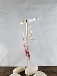 Image 1 of Smash It Pretty Pink Frosting and Red Glass Beads Long Elf Ear Handmade Gauged Bronze Wire Hook S...