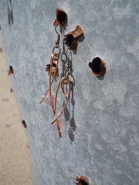 Image 1 of Pink Crystal and Glass Beads on Hammered Bronze Feathers Steampunk Feather Vegan Alternative Bron...