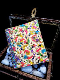 Image 5 of Florentine Hand Painted Flowers Handmade Artisan Paper Holographic Rhinestoned Magnetic Double Si...