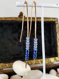 Image 4 of Smash It Pretty Reach For the Sky Two Blue Super Long Elf Ear Handmade Gauged Bronze Wire Hook Ea...