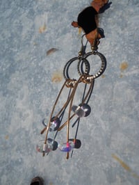 Image 4 of Clear Aurora Borealis Coated Crystal Beads on Hammered Bronze Vegan Feather Wire Steampunk Feathe...