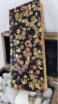 Image 5 of Black Paper Gold and Copper Japanese Flowers Gold Foil Rhinestoned Self Care Shrine Handmade Magn...