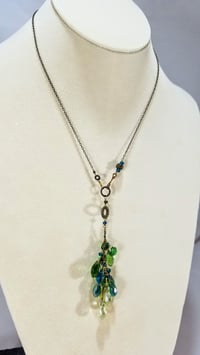 Image 3 of Spring Cascade of Green and Gold Crystal Elegant Vintage Look Victorian Fantasy Style Delicate Ch...