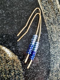 Image 5 of Smash It Pretty Reach For the Sky Two Blue Super Long Elf Ear Handmade Gauged Bronze Wire Hook Ea...