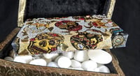Image 1 of Super Shiny Calaveras Shrine Magnetic Palette Rhinestoned Holographic Glitter Handmade Paper Gold...