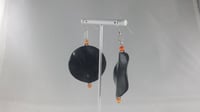Image 1 of Green Fossil Stone Chunky Square Earrings on Sterling Silver Hooks With Swarovski and Sterling Si...