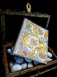 Image 8 of Frosted Hand Painted Florentine Fronds Handmade Artisan Paper Holographic Rhinestoned Magnetic Do...