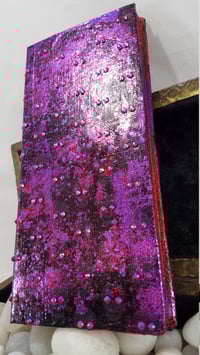 Image 1 of Aurora Borealis Rhinestoned Violet Calaveras Skulls Purple Self Care Shrine Handmade Magnetic Mak...