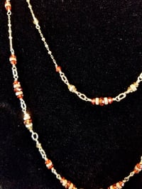 Image 6 of Orange Flame Swarovski and Sterling Silver Delicate Handmade Opera Length Extra Long Necklace
