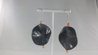 Image 2 of Green Fossil Stone Chunky Square Earrings on Sterling Silver Hooks With Swarovski and Sterling Si...