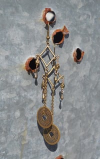 Image 7 of Bronze Drops With Good Luck Coins on Fine Bronze Chain Extra Long Hook Dangling Fantasy Tribal Da...
