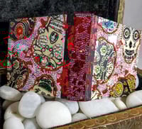 Image 3 of Scintillating Rhinestoned Dia de Los Muertos Skulls Calaveras Makeup Shrine Handmade Magnetic Mak...