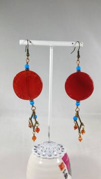 Image 4 of Mediterranean Summer Orange and Bronze Shoulder Duster Extra Long Natural Red Jasper and North Af...