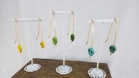 Image 1 of Smash it Pretty Festive Skull Silhouette Red or Yellow Elf Ear Long Bronze Earrings f...