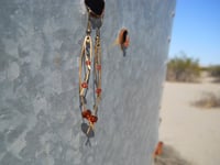 Image 1 of Amber Crystal and Glass Beads on Hammered Bronze Feathers Steampunk Feather Vegan Alternative Bro...