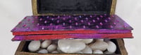Image 2 of Aurora Borealis Rhinestoned Violet Calaveras Skulls Purple Self Care Shrine Handmade Magnetic Mak...