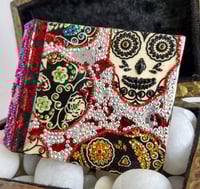 Image 4 of Scintillating Rhinestoned Dia de Los Muertos Skulls Calaveras Makeup Shrine Handmade Magnetic Mak...