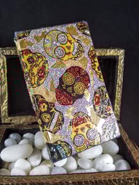 Image 3 of Super Shiny Calaveras Shrine Magnetic Palette Rhinestoned Holographic Glitter Handmade Paper Gold...