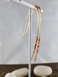 Image 2 of Smash It Pretty Crystal Clear Glass Beads Long Elf Ear Handmade Gauged Bronze Wire Hook Steampunk...