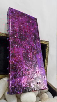 Image 3 of Aurora Borealis Rhinestoned Violet Calaveras Skulls Purple Self Care Shrine Handmade Magnetic Mak...