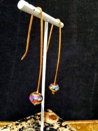 Image 2 of Smash It Pretty Firey Aurora Borealis Coated Beads Long Elf Ear Handmade Gauged Bronze Wire Hook ...