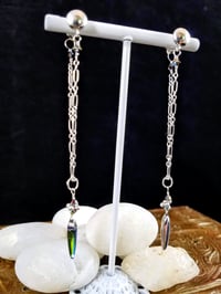 Image 2 of Silver Coated Rainbow Crystal Drops and Swarovski Crystals Dancing Queen Sterling Silver Chain an...