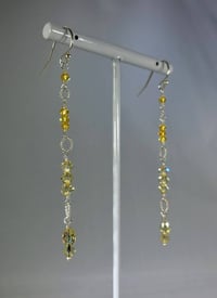 Image 1 of Dancing Queen Fabulous Amber to Sunlight Ombre Swarovski Crystal Sterling Silver Twirl Rings Long...