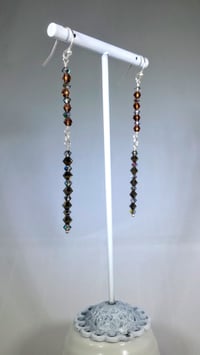 Image 1 of Dark Purple Flame Coated Swarovski and Sterling Silver Czech Crystal Dancing Queen Fantasy Long D...