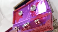 Image 4 of Aurora Borealis Rhinestoned Violet Calaveras Skulls Purple Self Care Shrine Handmade Magnetic Mak...