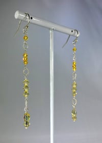 Image 2 of Dancing Queen Fabulous Amber to Sunlight Ombre Swarovski Crystal Sterling Silver Twirl Rings Long...