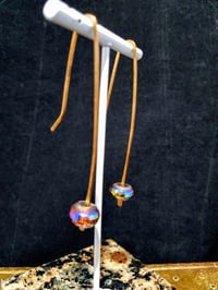 Image 3 of Smash It Pretty Firey Aurora Borealis Coated Beads Long Elf Ear Handmade Gauged Bronze Wire Hook ...