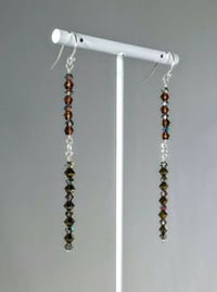 Image 1 of Dancing Queen Fabulous Chocolate and Montana Blue Sterling Silver Twisted Rings Long Dangle and D...