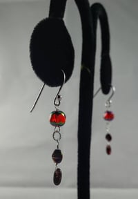Image 1 of Little Rainbow Finished Red Crystals w Venetian Glass Pips and Drops, with Sterling Twisted Rings...