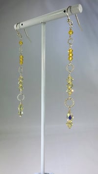 Image 3 of Dancing Queen Fabulous Amber to Sunlight Ombre Swarovski Crystal Sterling Silver Twirl Rings Long...