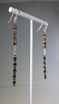 Image 2 of Dancing Queen Fabulous Chocolate and Montana Blue Sterling Silver Twisted Rings Long Dangle and D...